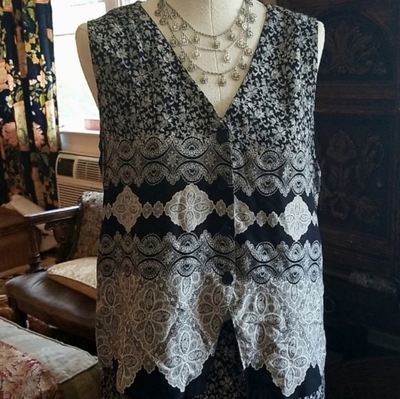 L 1970s 2pce 100% rayon Geo-print lace print maxidress outfit back tie - Picture 4 of 10